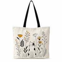 Sac fourre-tout tendance en toile imprimé personnalisé, motif géométrique bohème, avec anse noire, écologique, réutilisable, vente en gros, sac de transport mode