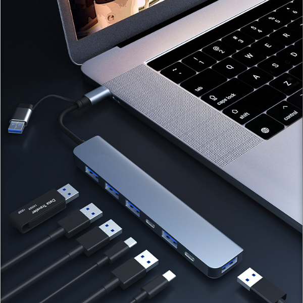 Wholesale 7 8 in 1 Port Replicator USB C Hubs Docking Station Type C 3.0 USB2.0 Data Hub for Computer Laptop