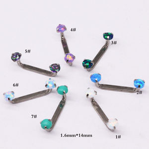 Bijoux de piercing Gaby Titanium Christina en forme de <span class=keywords><strong>L</strong></span> avec disques d'<span class=keywords><strong>opale</strong></span>, bijoux de piercing corporel - Product Image 2