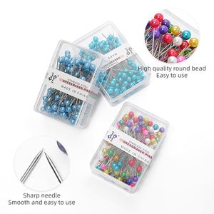 Perle de couleur ronde perle aiguille fixe couture droite tête de verre broche - Product Image 1