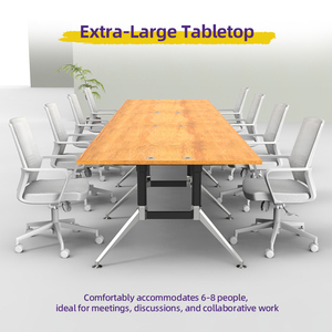 Bureau modulaire réglable en hauteur pour 8 personnes avec plateau en bois et acier, table de personnel détachable pour les fêtes et les salles de formation - Product Image 2