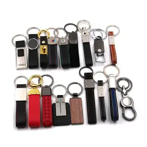 High Quality Custom Print Engrave Embossed Logo Luxury PU Leather Keychain Keyring For Promotional Gift