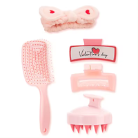 BL nouveau Kit d'accessoires de Spa de lavage de cheveux à venir pour la Saint-Valentin fête des mères bandeau brosse à cheveux Massage du cuir chevelu ensemble rose personnalisé