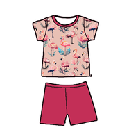 Ensemble deux pièces pour bébé et tout-petit Zhengshi, en bambou tricoté, imprimé animal vintage, respirant, à manches courtes