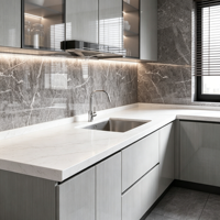 Meuble de cuisine en bois massif au design moderne avec panneau MDF réglable, porte MDF durable, mobilier personnalisable pour appartement, charnière de salon