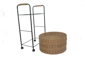 Gấp đa chức năng <span class=keywords><strong>3</strong></span>-tầng hiển thị đứng có thể tháo rời PP mây & dây kim loại giỏ cho nhà bếp & Lưu trữ nhà - Product Image 3