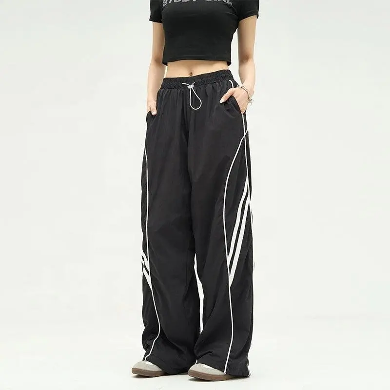 Streetwear thương hiệu tùy chỉnh ghi âm trackpants Polyester giải trí quá khổ thẳng người đàn ông tùy chỉnh bên sọc chạy Bộ Tracksuit chạy bộ