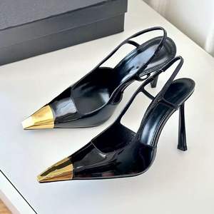 Décolleté Chic Slingback a Punta Chiusa con Tacco e Fiocco Nero Scarpe Sexy da Donna - Product Image 1