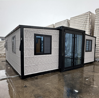Maisons de 20 pieds Maison préfabriquée en conteneur d'expédition pliable, 2 chambres à coucher Petites maisons préfabriquées extensibles et pliables
