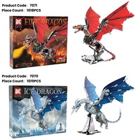 DK7070 Modelo de Dragón de Hielo Fantástico, 1019 Piezas, Bestia Alada con Articulaciones Móviles, Diorama de Escritorio, Juego de Bloques de Construcción para Armar