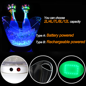 Chất lượng cao KTV Bar Đảng hình dạng hình bầu dục LED sang trọng nhấp nháy rượu Vodka Whisky rượu sâm banh Xô Nhựa Acrylic Xô đá - Product Image 2