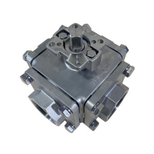 JTAIV DN15-DN40 Robinet à bille manuel OEM à quatre voies en acier inoxydable avec base filetée pour fluides - Product Image 1