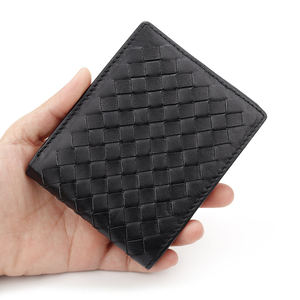 男性用高級デザイナーブランド黒織り革財布男性カードホルダー織り革財布男性用財布メーカー中国 - Product Image 1