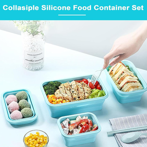 Lonchera Rectangular Apilable y Portátil de 1200 ml, Contenedores Plegables de Silicona para Almacenamiento de Alimentos para Niños - Product Image 2