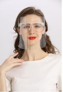 Protección contra salpicaduras de PET transparente y máscara de plástico antivaho con montura de gafas - Product Image 2
