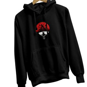 เสื้อฮู้ดลายกราฟิกอนิเมะสีดำ ตระกูลอุจิวะ พระจันทร์แดง แบบโอเวอร์ไซส์ ยูนิเซ็กส์  งานปักลายแฟชั่น - Product Image 2