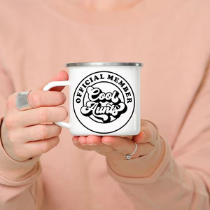 Mug émaillé « Cool Aunt » – Tasse à café amusante pour <span class=keywords><strong>tante</strong></span> avec motif léopard et arc-en-ciel – Mug de <span class=keywords><strong>camping</strong></span> – Le meilleur cadeau pour <span class=keywords><strong>tante</strong></span> – Idéal pour un anniversaire - Product Image 6