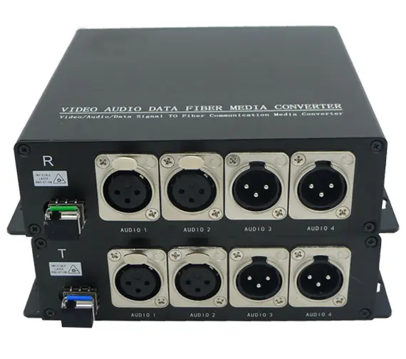 2-ch Two-way XLR audio to fiber converter,broadcasting voice audio over a single SC/ST/FC/LC fiber