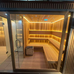 أحدث غرفة ساونا خارجية من خشب الأرز الأحمر تدمج بين الدش والساونا والراحة - Product Image 5