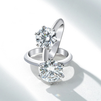 Bague de fiançailles Starsgem pour femme, style classique, diamant de laboratoire, taille brillant rond, argent 925
