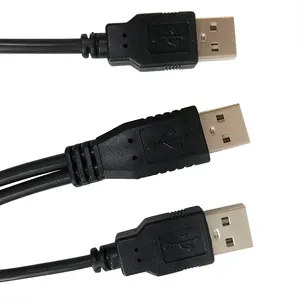 2 In 1 USB2.0สายเคเบิลชนิด A ชายกับชาย Y สายสำหรับ PC HDD