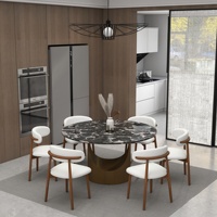Table à manger en marbre ATUNUS au design moderne et simple, base en acier inoxydable doré en forme de U, pour la maison ou l'hôtel, meubles de salon
