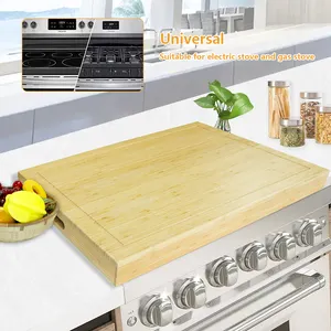 Large Electric Stove Top Bamboo Wooden Serving Tray Gas Stove Top Covers And Cutting Board Oven Cover