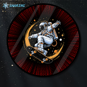 Insegna Luminosa 3D RGB a Tunnel Infinito, Scatola Luminosa Rotonda in Acrilico, Specchio LED, Insegna di Benvenuto Personalizzata, Insegna Pubblicitaria per Negozi con Astronauta - Product Image 6