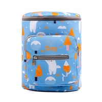 Sac de poussette cylindrique en tissu Oxford avec motif animal – Indispensable pour les parents, grande capacité
