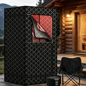 Sauna carré haut de gamme avec artisanat traditionnel en bois, chauffage avancé et salle de bien-être confortable - Product Image 1