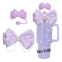 Lot de 2 bouchons de paille en silicone à nœud papillon pailleté, anti-poussière et anti-déversement, 10 mm, pour gobelet isotherme