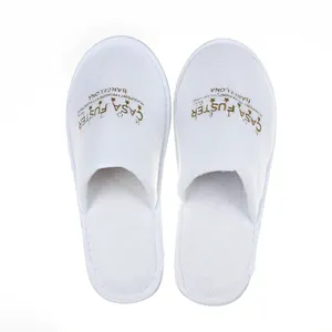 Zapatillas de Hotel desechables blancas personalizadas Zapatilla de Hotel/Spa de alta calidad con personalización