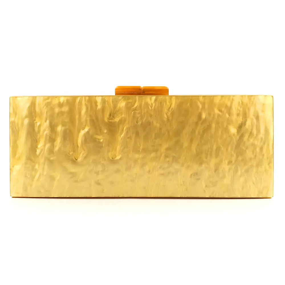 Evening box clutch bag long pearlescent gold jelly party ladies acrylic clutch bag