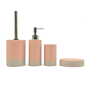 Conjunto de Quatro Peças de Acessórios de Banheiro em Cerâmica Ecológica Simples, Decoração para Casa, Cor Personalizada para Banheiro e Lavabo - Product Image 1