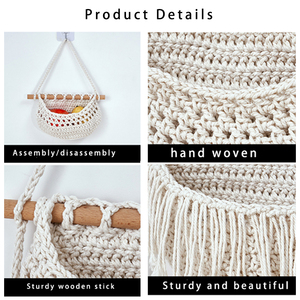 Cesto portaoggetti a 3 strati <span class=keywords><strong>in</strong></span> corda di cotone da appendere a parete, cesto portaoggetti <span class=keywords><strong>in</strong></span> <span class=keywords><strong>tessuto</strong></span> da appendere alla porta per oggetti vari - Product Image 6