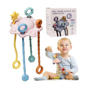 Jouets de dentition et hochets sensoriels ronds en silicone <span class=keywords><strong>pour</strong></span> bébés, éducatifs, Montessori, <span class=keywords><strong>pour</strong></span> l'autisme, avec anse de traction, sans BPA - Product Image 1