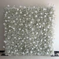 8ftx8ft Pieds 3d Fleur Artificielle De Soie Panneaux Muraux Blanc Rose Hortensias Tissu Enroulant Rideau Fleur Mur Toile de Fond