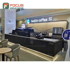 Vitrine à café illuminée, étagère de présentation en verre, espace de présentation de pâtisseries, vitrine de magasin, armoire à café - Product Image 6