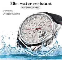 Montre chronographe à quartz pour homme PAGANI 3306, échelle tachymétrique, cadran nid d'abeille, bracelet en cuir véritable, date automatique, boîtier en acier inoxydable