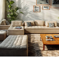 Ensemble de canapés en velours crème français, carré, réglable, double face, rembourré en éponge, OEM pour salon, hôtel et mobilier de café