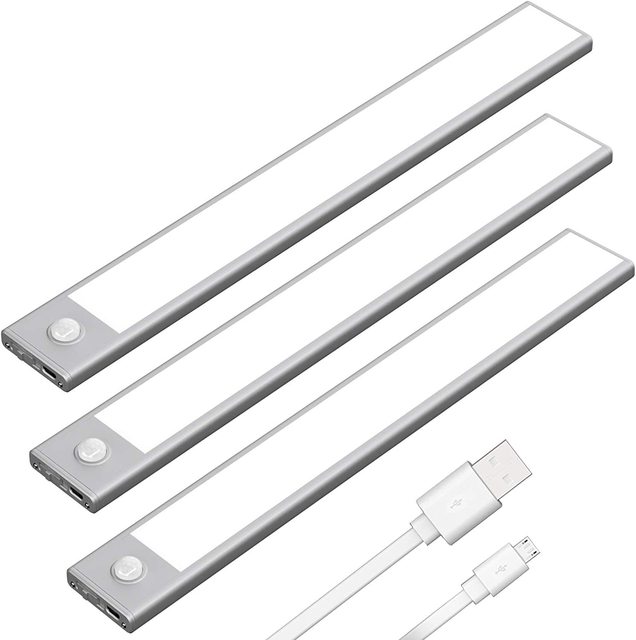 USB Smart Motion Sensor Night Light Modern CCT Color LED Magnetic Cabinet Light 3.7V Wireless Rechargeable Wall Lights Battery