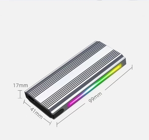 Vỏ ổ cứng SSD M2 bằng nhôm, vỏ ổ cứng <span class=keywords><strong>HDD</strong></span>, vỏ bảo vệ NVME SSD, loại C USB3.1 sang NVME M2, có đèn RGB, vỏ M.2 - Product Image 3