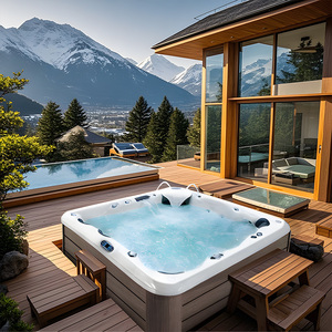 Bain à remous de luxe 6 personnes avec contrôle Balboa Utilisation personnelle du <span class=keywords><strong>jardin</strong></span> Jacuzzier <span class=keywords><strong>Spa</strong></span> extérieur Bain à remous 1-8 personnes Baignoire <span class=keywords><strong>spa</strong></span> extérieure - Product Image 5