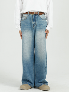 Producción Personalizada de Jeans Coreanos para <span class=keywords><strong>Hombre</strong></span>, Casuales, Holgados, Versátiles, Blancos Pulidos, de Pierna Recta y Ancha - Product Image 3