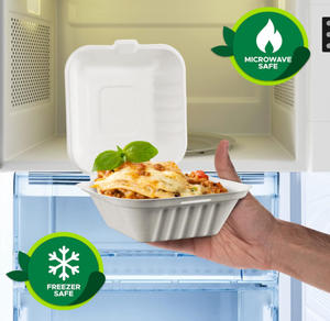 Caja Biodegradable Personalizada de 6x6 Pulgadas para Hamburguesas, Envase Desechable de Almidón de Maíz y Fibra de Caña de Azúcar para Comida Rápida - Product Image 3