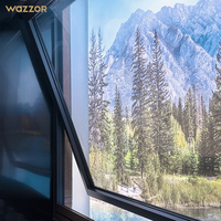 Wazzor New Design Villa Modern Electric Middle Opening Perfil de aluminio Vertical Center Pivoted Windows