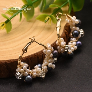 Pendientes de aro de perlas de agua dulce 100% Natural para Mujer, joyería de lujo de compromiso y cumpleaños, aretes a granel - Product Image 3