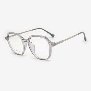 Siêu Nhẹ TR90 + kim loại màu hồng đa giác của phụ nữ Kính mắt Khung chống màu xanh đồng bằng kính 0 diopter toa cận thị khung - Product Image 4