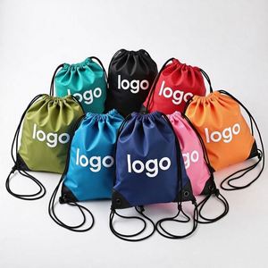 Personalized Custom Cinch Draw <b>String</b> Bulk Sports Gym Polyester Nylon Drawstring Backpack <b>Bag</b> With Printed Logo - Product Image 1