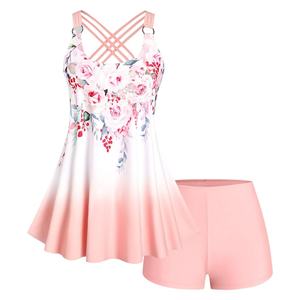 Maillot de bain deux pièces sexy pour femme 2024, jupe de bikini oversize à imprimé floral, tenue de plage - Product Image 1